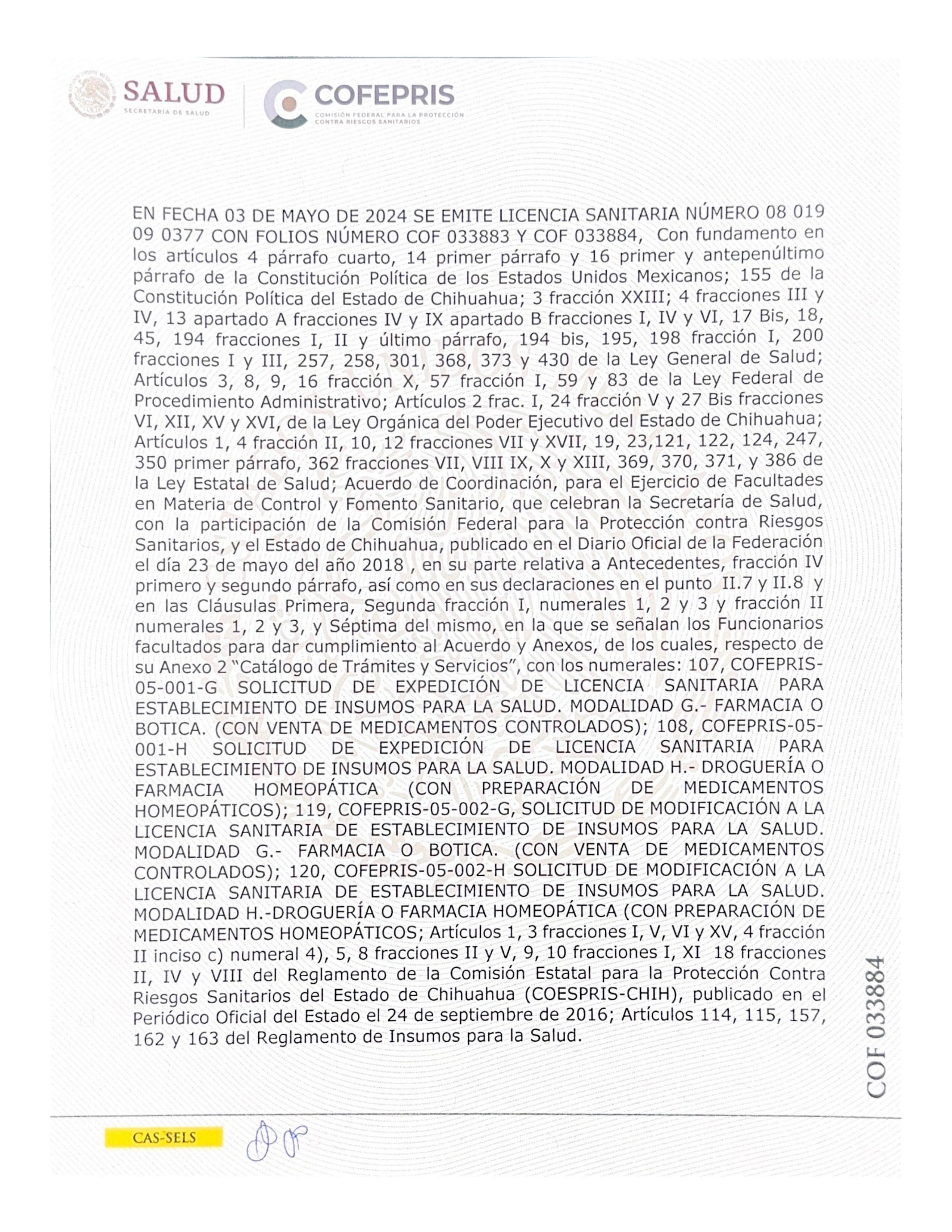 Licencia Sanitaria de COFEPRIS - Página 2